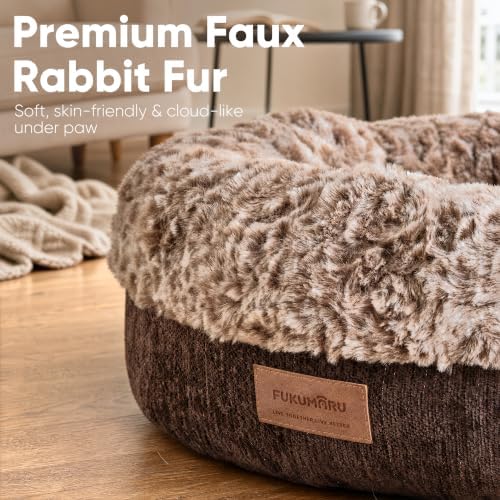 FUKUMARU Extra Thick Plush Dog Bed, Calming Donut, Anti-Anxiety & Washable