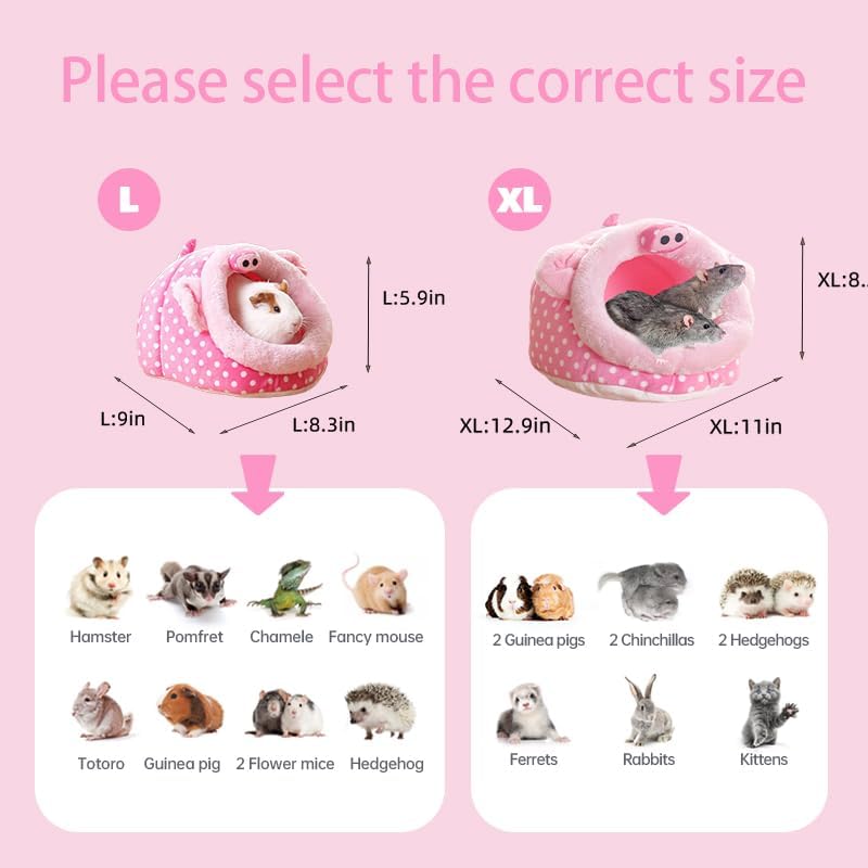 EAEDMY Guinea Pig Bed House & Hideout for Rat Bearded Dragon Hedgehog Ferret to Sleep and Hide, Guinea Pig Cage Accessories Habitat Décor (X-Large, 3.Pig)