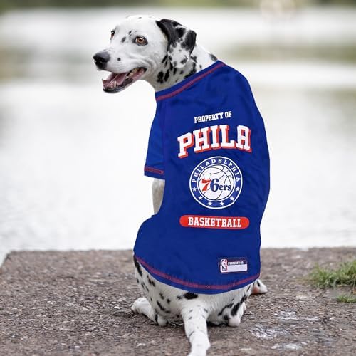 Pets First Cute Dog T-Shirt, Small - NBA Philadelphia 76ers Dog & Cat Shirt with Basketball Team Logo. Comfortable & Fashionable Yet Durable Pet Outfit