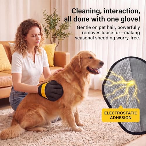 Pet Hair Removal Glove for Dogs & Cats, Reusable Pet Hair Remover Tool, Magic Brush Pet Hair Remover for Furniture, Carpet & Laundry, Non-Slip Five-Finger Pet Hair Glove for Dog Hair & Cat Hair