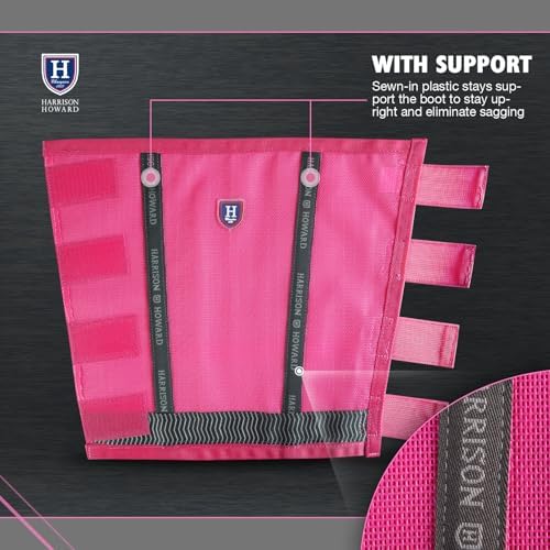 Harrison Howard Loose-Fitting Horse Fly Boots UV-Protective, Durable Fine Mesh Leggins with Reflective Strips (Set of 4)