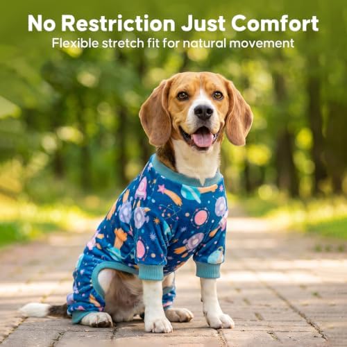 KYEESE Velvet Dog Pajamas for Small Dogs Soft Onesie Shirt, Spaceship