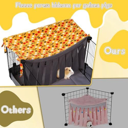 NAPLORD Guinea Pig Hideout, Guinea Pig Fleece Forest,1x2 C&C Fleece Forest for Guinea Pigs, Hedgehog, Bunny,Small Pets