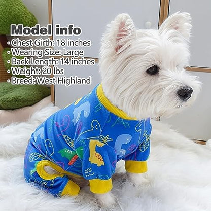 KYEESE Velvet Dog Pajamas for Medium Dogs Onesie for Daily Wear, Dinosaur