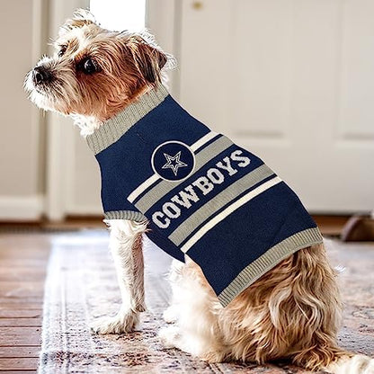 NFL Dallas Cowboys Dog Sweater, Size Extra Small. Warm and Cozy Knit Pet Sweater with NFL Team Logo, Best Puppy Sweater for Large and Small Dogs