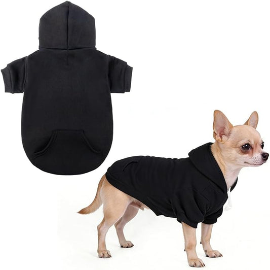 KOOLTAIL Dog Hoodie for Large Medium Small Dogs, Soft and Warm Pet Sweater with Leash Hole and Pocket Boy Girl, Puppy Fall Winter Jacket Clothes, French Pitbull Cold Weather Coat Sweatshirt, Black S