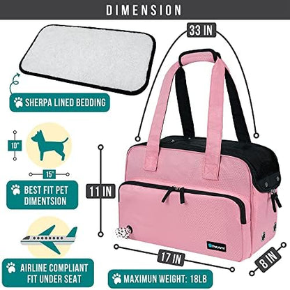 PetAmi Small Dog Purse Carrier, Airline Approved Soft Sided Tote, Pink