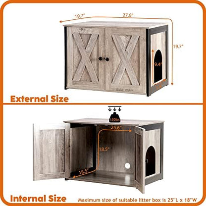Dwanton Cat Litter Box Enclosure, Hidden Litter Box Furniture, 27.6 Inches