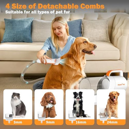 PAWING Dog Grooming Vacuum, All-in-1 Professional Deshedding Tools for Dogs & Cats - Low Noise Dogs Vacuum Cleaner with 2L Large Capacity Dust Cup for Shedding Pet Hair