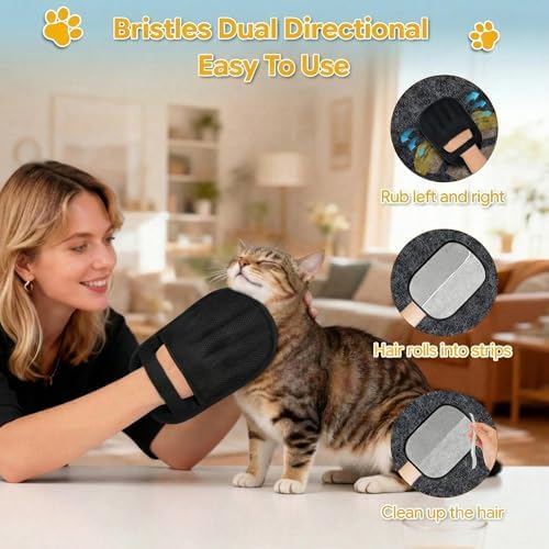 Pet Hair Remover Glove for Furniture, Electrostatic Dog & Cat Hair Removal Mitt, Reusable Pet Fur Remover for Couch, Carpet, Bedding, Clothes, Easy Cleaning Tool for Dog Hair and Cat Fur