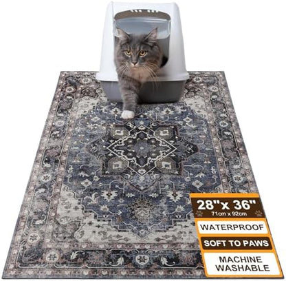 BEAUTYZOO Cat Litter Mat, 28" x 36" Large Litter Trapping Mat, Waterproof