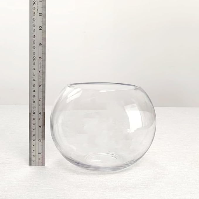 CYS EXCEL Glass Bubble Bowl (H-6" W-8", Approx. 3/4 Gal.) Small Fish Bowl Round Terrarium Vase Globe Flower Centerpiece for Weddings Events Arrangements
