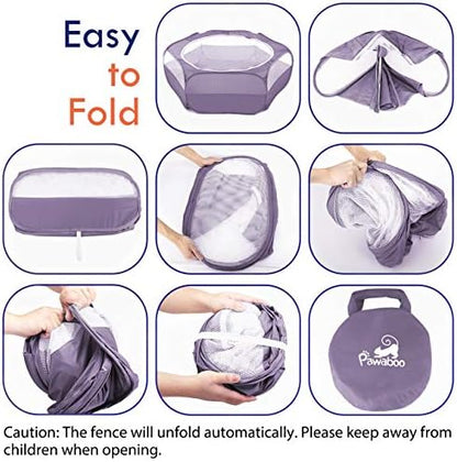 Pawaboo Small Animal Playpen with Zippered Cover, Purple