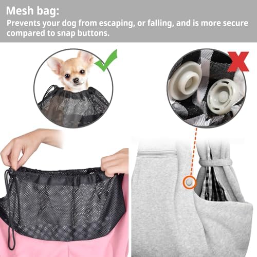 CUBY Adjustable Dog Cat Sling Carrier with Padded Hard Bottom Pet Carrier Sling Soft Carrying Puppy Bag for Small Dogs Cats Outdoor Travel(Pink Senior)