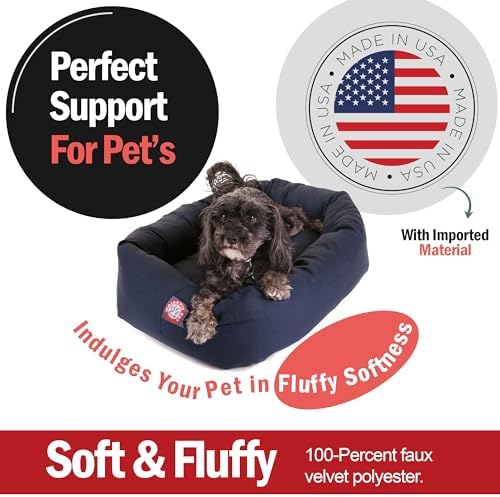 Majestic Pet 24 Inch Bagel Calming Dog Bed Washable – Cozy Soft Round Pet Bed with Spine Support for Dogs to Rest their Head - Fluffy Donut Puppy Bed 24x19x7 (Inch) - Small – Blue