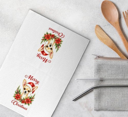 Christmas Chihuahua Kitchen Dish Towels Dishcloth 16x24 Inches
