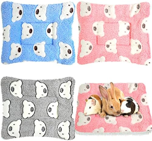 Jetec 3 Pcs Guinea Pig Beds, Fleece Small Animal Mats, Bear, Light Pink