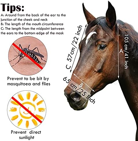 Frienda 4 Pcs Horse Fly Mask with Ears Mesh Comfort, Geometric, Large