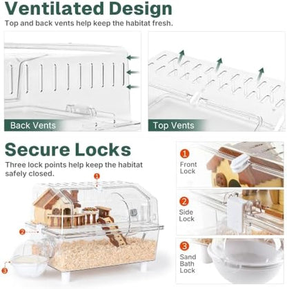8-in-1 Hamster Cage Kit, 16 x 11 x 11.8 in, for Dwarf Hamsters and Gerbils
