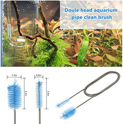 Extra Long Aquarium Aquascaping Tools Kit 8 in 1, Liveek Stainless Steel Aquarium Plant Tools Long Fish Tank Aquascape Tweezers Scissors Scrapers, PH Paper, Fish Net, Aquascape Clean Brush, Bag