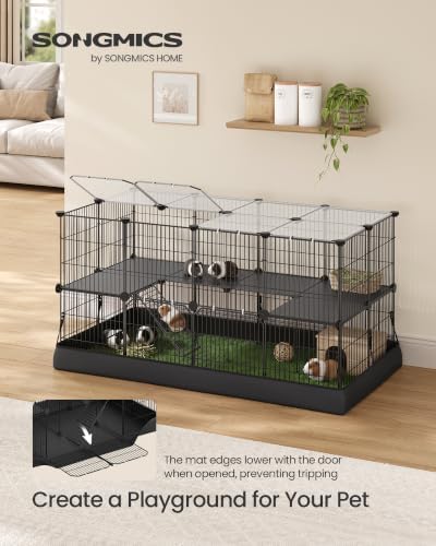 SONGMICS Pet Playpen, 2-Tier Steel Pen with Roof