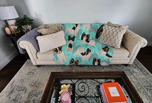 Caroline's Treasures MLM1082LQB Tricolor Papillon Quilted Blanket 50x60 Artwork Pattern Quilted Throw Blanket for Bed, Couch, Sofa, Soft and Lightweight