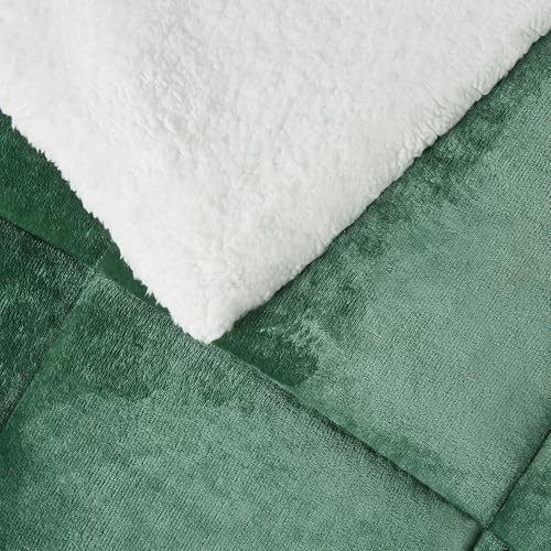 Amazon Basics Reversible Sherpa Comforter Set with Pillow Sham, Twin/Twin XL, Green (Pack of 2)