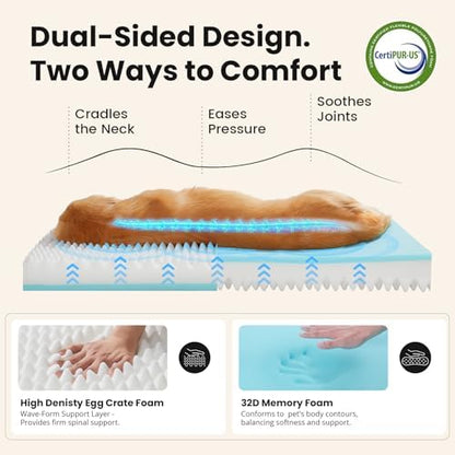 OhGeni Orthopedic Waterproof Large Dog Bed, Memory Foam, 41 inch(Green)