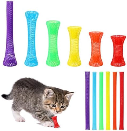 Leitee 60 Pcs Cat Spring Toys Kitten Tubes,Rainbow Colors