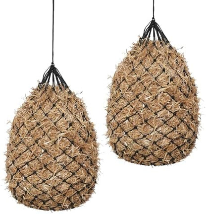 Slow Feed Hay Nets for Horses, 2 Pack, 40 Inch, 2 Inch Holes,Black