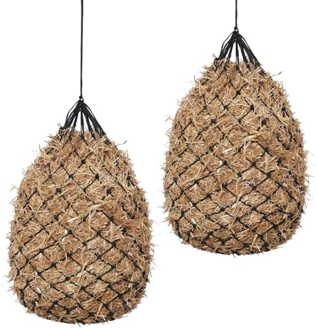 Slow Feed Hay Nets for Horses, 2 Pack, 40 Inch, 2 Inch Holes,Black