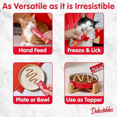 Delectables Squeeze Up Variety Pack, Creamy Squeezable Puree, Lickable Wet Cat Treats, Grain-Free, No Added Fillers, 0.5 Ounces Tube, 40 Tubes Total