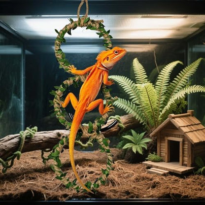 2 Pack Snake Climbing Rings for Ball Python & Corn Snake,Reptile Enrichment Toys for Snake,Ball Python Tank Decor,Reptile Tank Accessories for Bearded Dragon,Chameleon, Iguana, Gecko, Lizard (Green)
