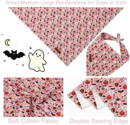Halloween Dog Bandana, UP URARA PUP Puppy Bandana for Small,Medium Dog, Comfortable Cotton Triangle Bid Scarf Dog, Pet Kerchief for Girl Boy Dogs or Cats, Fancy Fall Classic Dog Bid Scarf