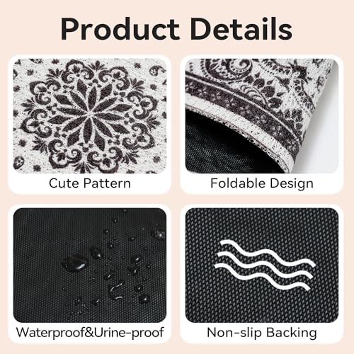 Cat Litter Mat,40"x30" High Density PVC Litter Rug Trapping Mat, Non-Slip, Waterproof & Urine-Proof Kitty Litters Catcher Mats, Keep Floor Clean, Soft on Kitten Paws, Cat Essentials Black