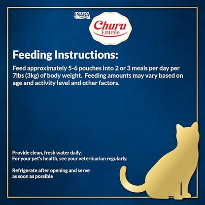 INABA Churu Entrée Bisque for Cats, High Protein & Moisture, Prebiotic Wet Cat Food, 1.76oz. per Serving, 48 Pouches, Chicken with Tuna Recipe