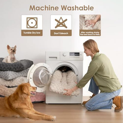 EHEYCIGA Washable XL Dog Beds Large Sized Dog, 44x32 Inch Pet Bed, Beige