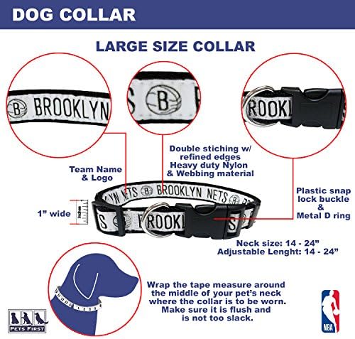 Pets First NBA PET Collar BROOKLYN NETS Dog Collar, Size Large Basketball Team Collar for Dogs & Cats. A Shiny & Colorful Dog & Cat Collar Licensed by the NBA