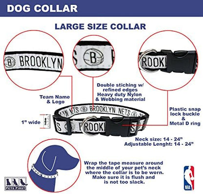 Pets First NBA PET Collar BROOKLYN NETS Dog Collar, Size Large Basketball Team Collar for Dogs & Cats. A Shiny & Colorful Dog & Cat Collar Licensed by the NBA