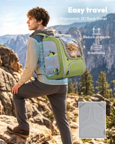 Pecute Cat Backpack Carrier,Large Space Cat Bubble Backpack,Light Green