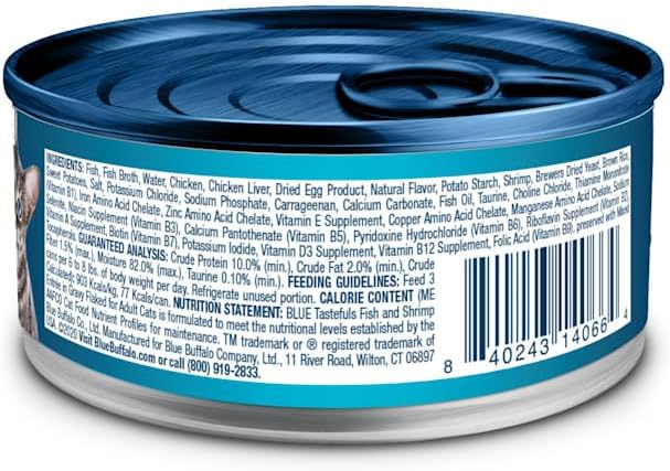 Blue Buffalo Tastefuls Wet Cat Food with Fish & Shrimp, 5.5 oz., Case of 12