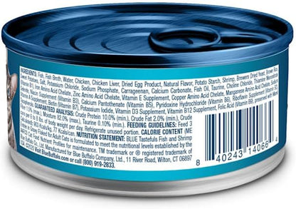 Blue Buffalo Tastefuls Wet Cat Food with Fish & Shrimp, 5.5 oz., Case of 12