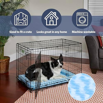MidWest Homes for Pets QuietTime Fashion XXS Dog Bed – Blue Faux Fur Bolster, Ultra-Soft and Machine Washable, Fits 18-Inch Crates and Carriers, for Small Dogs and Cats (Pack of 2)