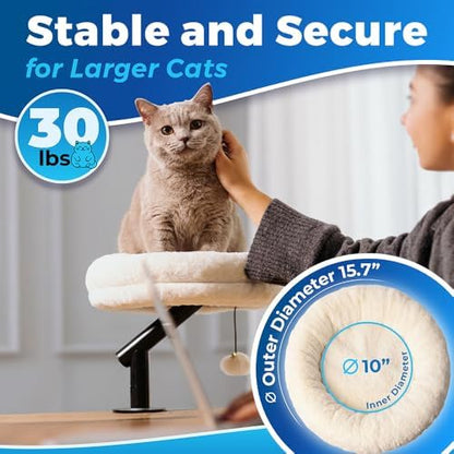 PetLovers Cat Desk Bed - Plush Elevated Desk Bed Attachment with Removable Washable Cushion, 360° Swivel Arm, Secure Clamp - Keeps Your Pet Close While You Work or Play
