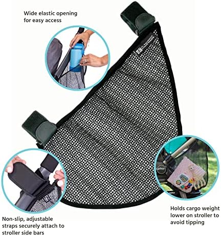 J.L. Childress Universal Side Sling Stroller Organizer & Caddy, Black