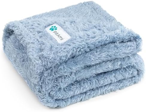 PetAmi Soft Plush Sherpa Dog Blanket for Pet Cat, Medium 29x40, Dusty Blue