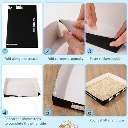 Amyhill 30 Pack Disposable Cat Litter Box Paper Pet Trays,Black