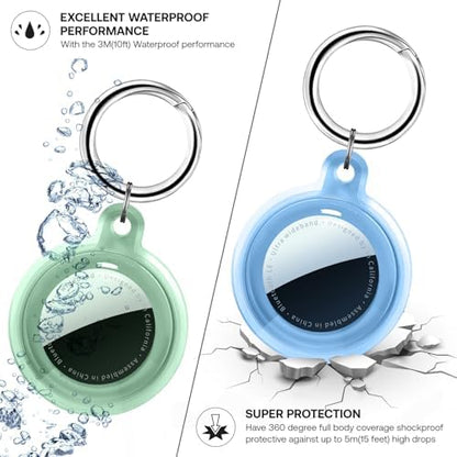4 Pack Case for Apple AirTag Holder with Keychain, Waterproof & Anti-Scratch Protect Cover Compatible with Airtags, for AirTag 2nd & 1st Generation, Accessories Air Tagholder for Keys, Bags, Pet