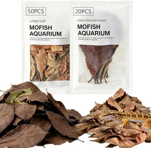70Pcs Leaf Litter for Reptiles Indian Almond & Longan leaves Substrate