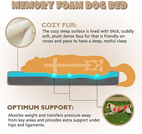 WATANIYA PET Memory Foam Medium Dog Bed, Cooling Dog Beds for Medium Dogs, Washable Orthopedic Pet Bed for Crate with Joint Relief Memory Foam, Waterproof Liner and Plush Cover (29"x 18", Beige)